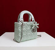 Mini Lady Dior Bag with Chain Green Cannage Satin and Strass - 18x15x7cm - 4