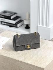 Chanel Mini Flap Bag Suede Calfskin & Gold Metal Gray - 20x13x6cm - 6