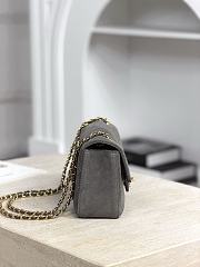 Chanel Mini Flap Bag Suede Calfskin & Gold Metal Gray - 20x13x6cm - 5