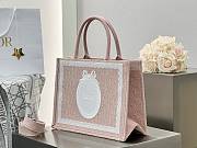 Dioramour Medium Dior Book Tote with Strap Soupir Pink Dior Oblique Embroidery with White Lace and Dior Medaillon - 36x27.5x16.5cm - 5