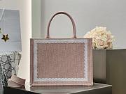 Dioramour Medium Dior Book Tote with Strap Soupir Pink Dior Oblique Embroidery with White Lace and Dior Medaillon - 36x27.5x16.5cm - 4