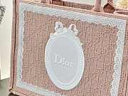 Dioramour Medium Dior Book Tote with Strap Soupir Pink Dior Oblique Embroidery with White Lace and Dior Medaillon - 36x27.5x16.5cm - 2