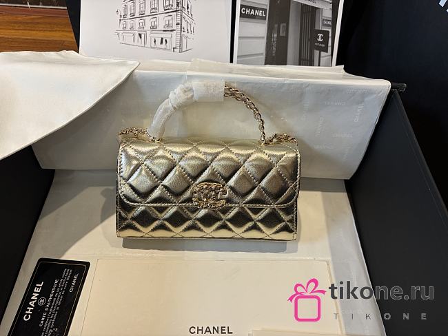Chanel Flap Phone Hordel With Chain Calfskin Gold-Tone Metal Gold - 20x11x5.5cm - 1