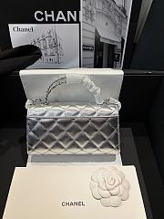 Chanel Flap Phone Hordel With Chain Calfskin Silver -Tone Metal Silver - 20x11x5.5cm - 4