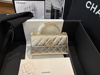 Chanel Flap Phone Hordel With Chain Grained Shiny Calfskin Gold-Tone Metal Gold - 20x11x5.5cm