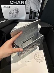 Chanel Flap Phone Hordel With Chain Grained Shiny Calfskin Silver-Tone Metal Silver - 20x11x5.5cm - 4