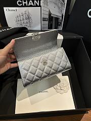 Chanel Flap Phone Hordel With Chain Grained Shiny Calfskin Silver-Tone Metal Silver - 20x11x5.5cm - 2