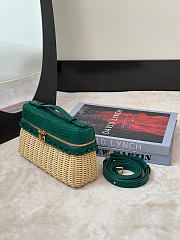 Loro Piana Extra Pocket L19 East-West Wicker Rattan, Lizard Leather Green - 11x19x7cm - 6