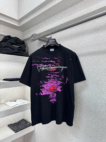 Balenciaga Women Dream Medium Fit T-Shirt in Black Dry Jersey