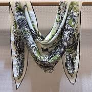 Hermes Equateur Triangle Cashmere and Silk Blanc/Vert/Anthracite - 208x99cm - 1