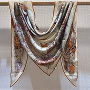 Hermes Equateur Triangle Cashmere and Silk Naturel/Orange/Alezan - 208x99cm - 5