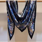 Hermes Equateur Triangle Cashmere and Silk Bleu Marine/Bleu Cobalt/Naturel - 208x99cm - 1