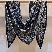 Hermes Plantes Officinales Triangle Cashmere and Silk Caban/Blanc/Noir - 208x99cm - 4