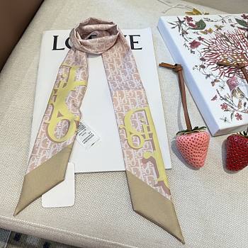 Dior Infini Mitzah Scarf Pink and Yellow Silk Twill - 105x6cm