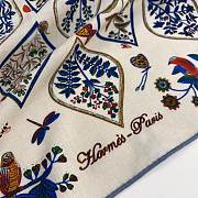 Hermes Plantes Officinales Triangle Cashmere and Silk Blanc/Bleu Jean/Vert - 208x99cm - 5