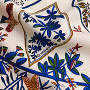 Hermes Plantes Officinales Triangle Cashmere and Silk Blanc/Bleu Jean/Vert - 208x99cm - 2
