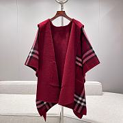 Burberry Cashmere Hooded Cape in Oxblood Red - 176x120cm - 5
