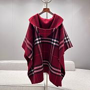 Burberry Cashmere Hooded Cape in Oxblood Red - 176x120cm - 4