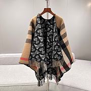 Bubberry Reversible Monogram Wool Cashmere Jacquard Cape - 155x130cm - 1