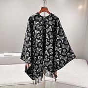 Bubberry Reversible Monogram Wool Cashmere Jacquard Cape - 155x130cm - 6