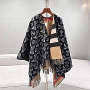 Bubberry Reversible Monogram Wool Cashmere Jacquard Cape - 155x130cm - 5