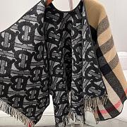 Bubberry Reversible Monogram Wool Cashmere Jacquard Cape - 155x130cm - 4