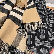 Bubberry Reversible Monogram Wool Cashmere Jacquard Cape - 155x130cm - 3