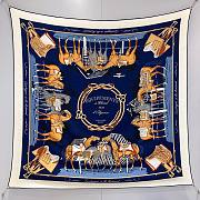 Hermes Equipements a Cheval Sur l'Elegance Scarf 70 Bleu Marine/Blanc/Alezan - 66x66cm  - 1