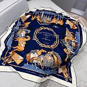 Hermes Equipements a Cheval Sur l'Elegance Scarf 70 Bleu Marine/Blanc/Alezan - 66x66cm  - 5