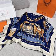 Hermes Equipements a Cheval Sur l'Elegance Scarf 70 Bleu Marine/Blanc/Alezan - 66x66cm  - 4