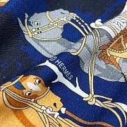 Hermes Equipements a Cheval Sur l'Elegance Scarf 70 Bleu Marine/Blanc/Alezan - 66x66cm  - 3