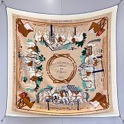 Hermes Equipements a Cheval Sur l'Elegance Scarf 70 Beige Doré/Crème/Vert - 66x66cm - 5