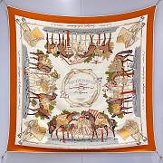 Hermes Equipements a Cheval Sur l'Elegance Scarf 70 Orange Cuit/Mastic/Bouton D'or - 66x66cm - 1