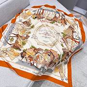 Hermes Equipements a Cheval Sur l'Elegance Scarf 70 Orange Cuit/Mastic/Bouton D'or - 66x66cm - 6