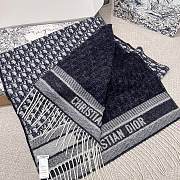Dior Oblique Scarf Ecru and Navy Blue Cashmere - 195x46.5cm - 1