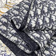 Dior Oblique Scarf Ecru and Navy Blue Cashmere - 195x46.5cm - 5