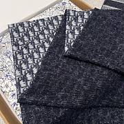 Dior Oblique Scarf Ecru and Navy Blue Cashmere - 195x46.5cm - 2