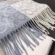 Loewe Scarf In Wool and Cashmere Blue/White - 180x38cm - 6