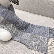 Loewe Scarf In Wool and Cashmere Blue/White - 180x38cm - 5