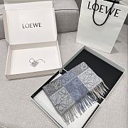 Loewe Scarf In Wool and Cashmere Blue/White - 180x38cm - 4