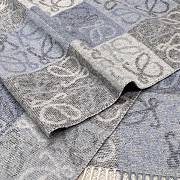 Loewe Scarf In Wool and Cashmere Blue/White - 180x38cm - 3