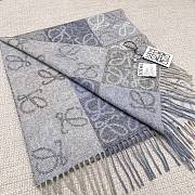 Loewe Scarf In Wool and Cashmere Blue/White - 180x38cm - 2