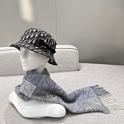 Loewe Scarf In Wool and Cashmere Blue/White - 180x38cm - 1