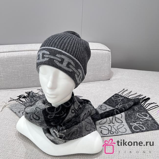 Loewe Scarf In Wool and Cashmere Black/White - 180x38cm - 1