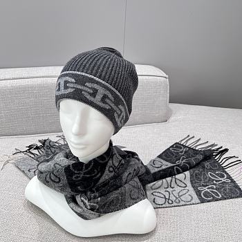 Loewe Scarf In Wool and Cashmere Black/White - 180x38cm
