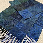 Loewe Scarf In Wool and Cashmere Blue/Green- 180x38cm - 6