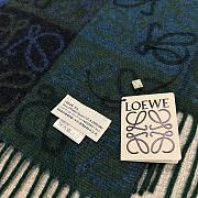 Loewe Scarf In Wool and Cashmere Blue/Green- 180x38cm - 3