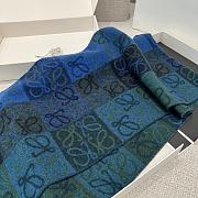 Loewe Scarf In Wool and Cashmere Blue/Green- 180x38cm - 2