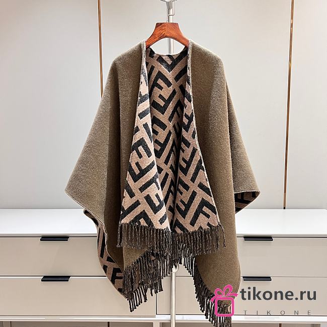 Fendi FF Poncho Multicolour Khaki - 145x140cm - 1
