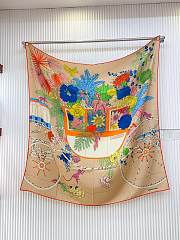 Hermes La Nature En Voyage Scarf 90 Kraft/Rose/Bleu - 88.5x88.5cm - 1
